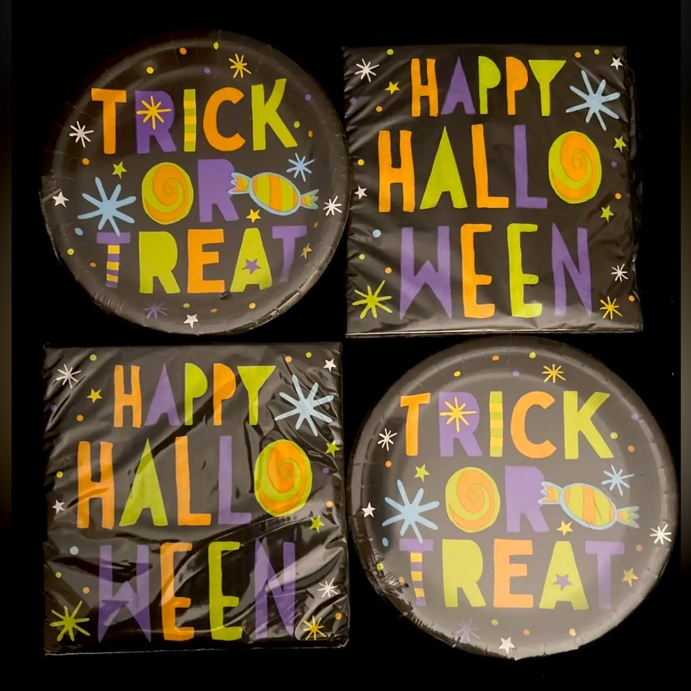 “Happy Halloween” Party Plates Napkins "Trick Or Treat”